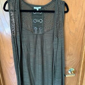 Maurices Khaki Lace-Up Blouse